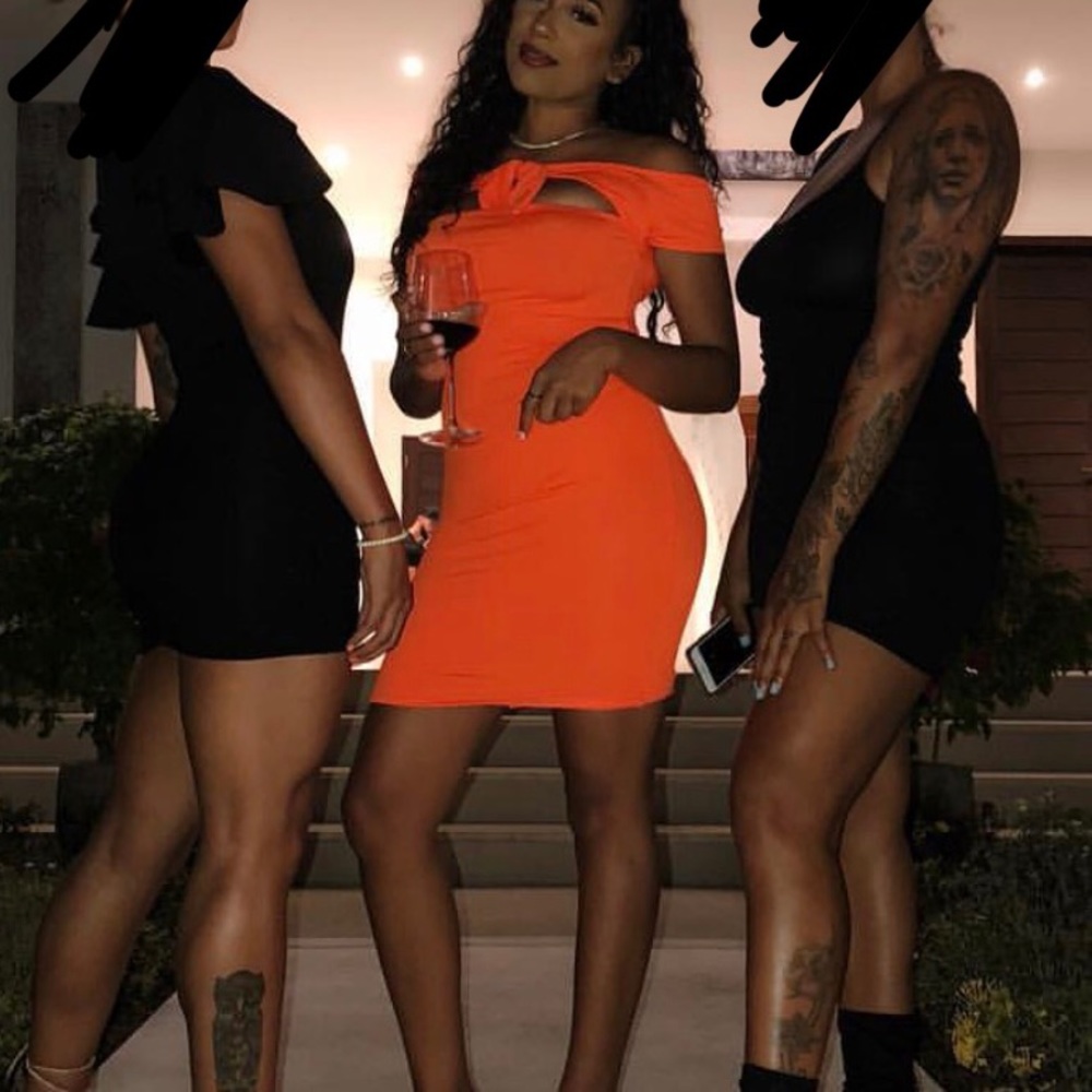 Neon orange fashion nova dress